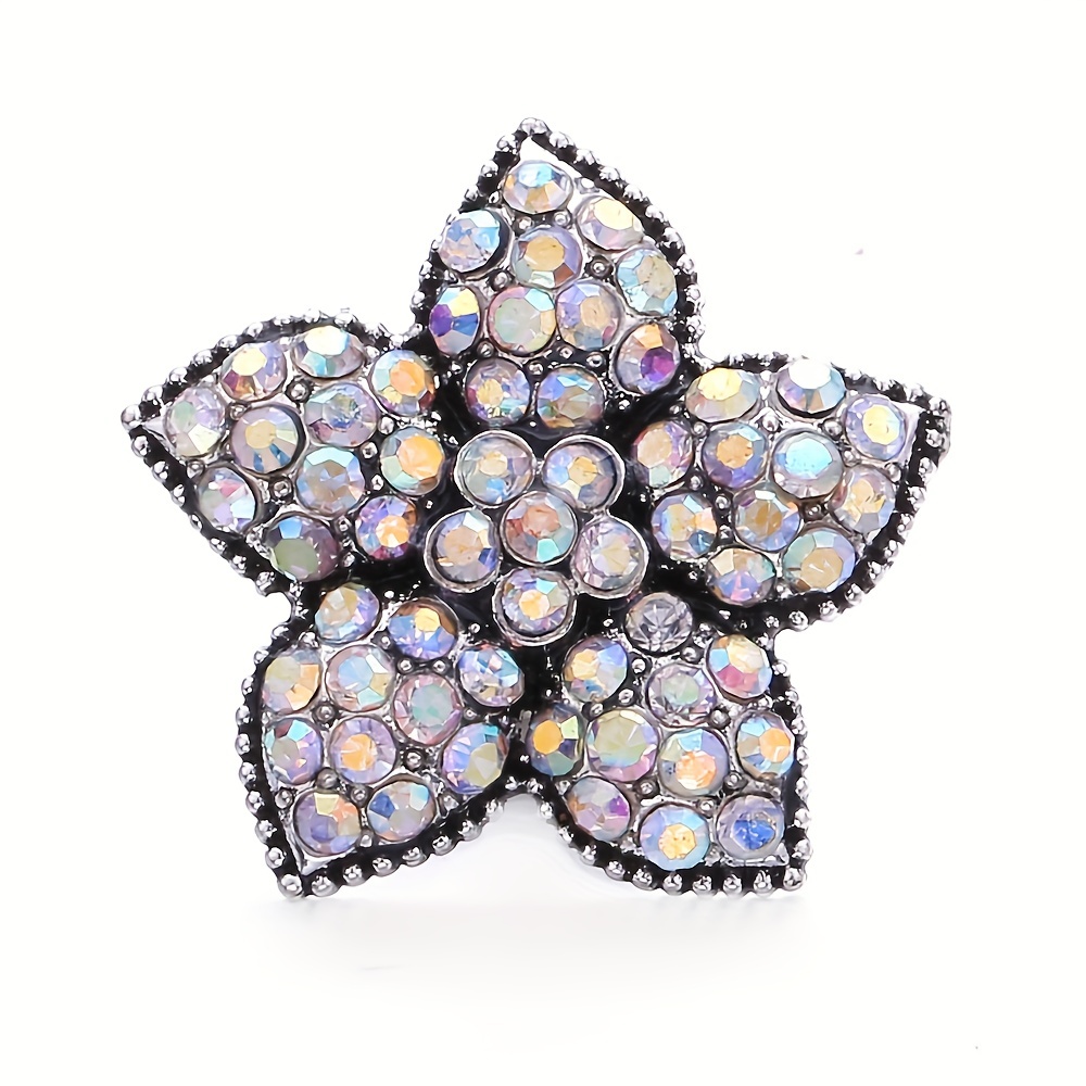 Alloy Flower Button Rhinestone Inlaid Bracelet Bangle